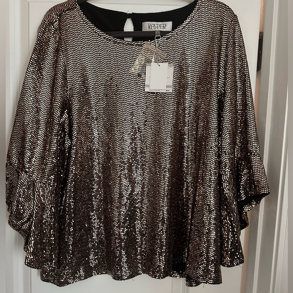 Kasper Women's Shimmering Sequin Blouse - Silver